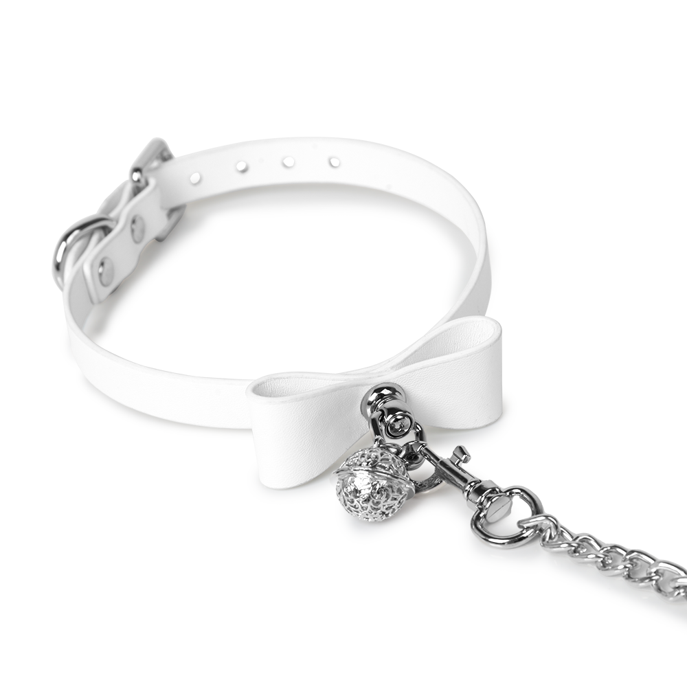 White PU Collar Choke & Leash with Gift box (2404-3)