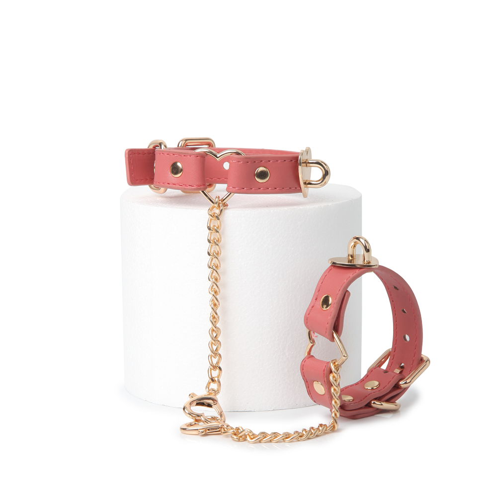 Leather Hand&Leg cuffs with leash (2407-1)