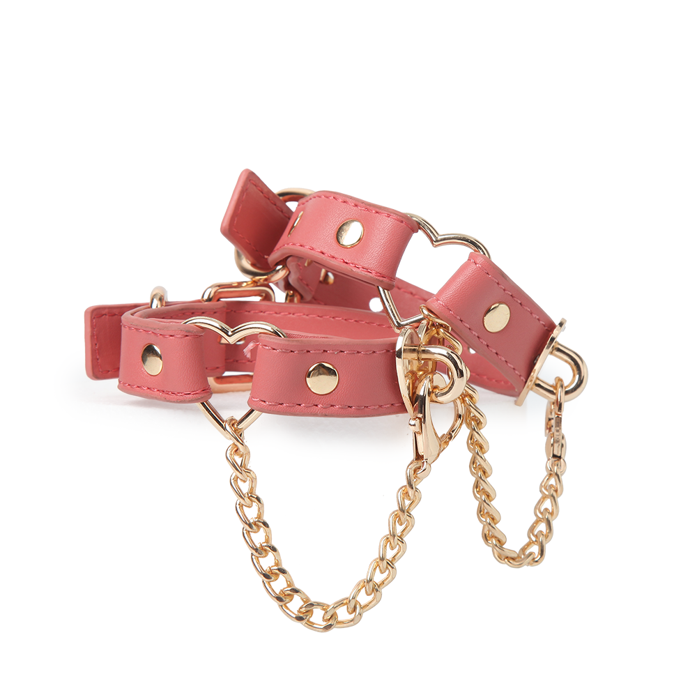 Leather Hand&Leg cuffs with leash (2407-1)