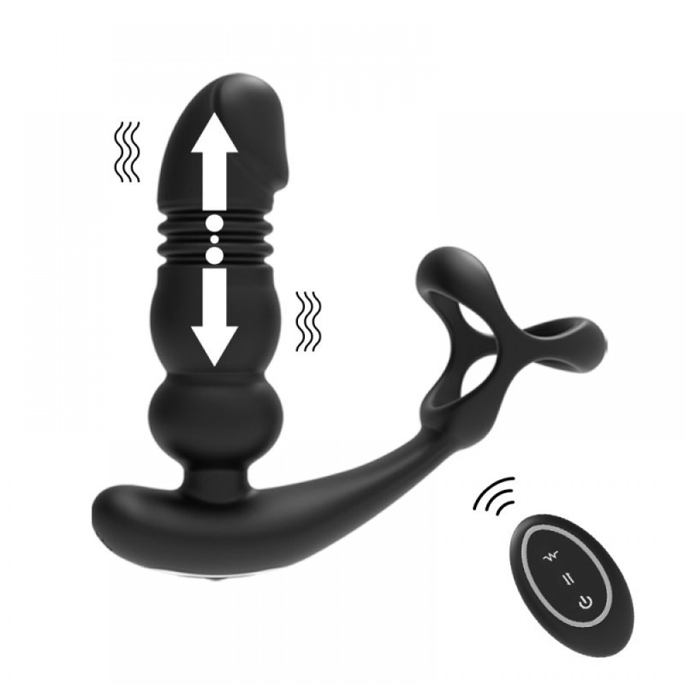 Thrusting Prostate Massager  With Thick Penis Ring (SX-P029)