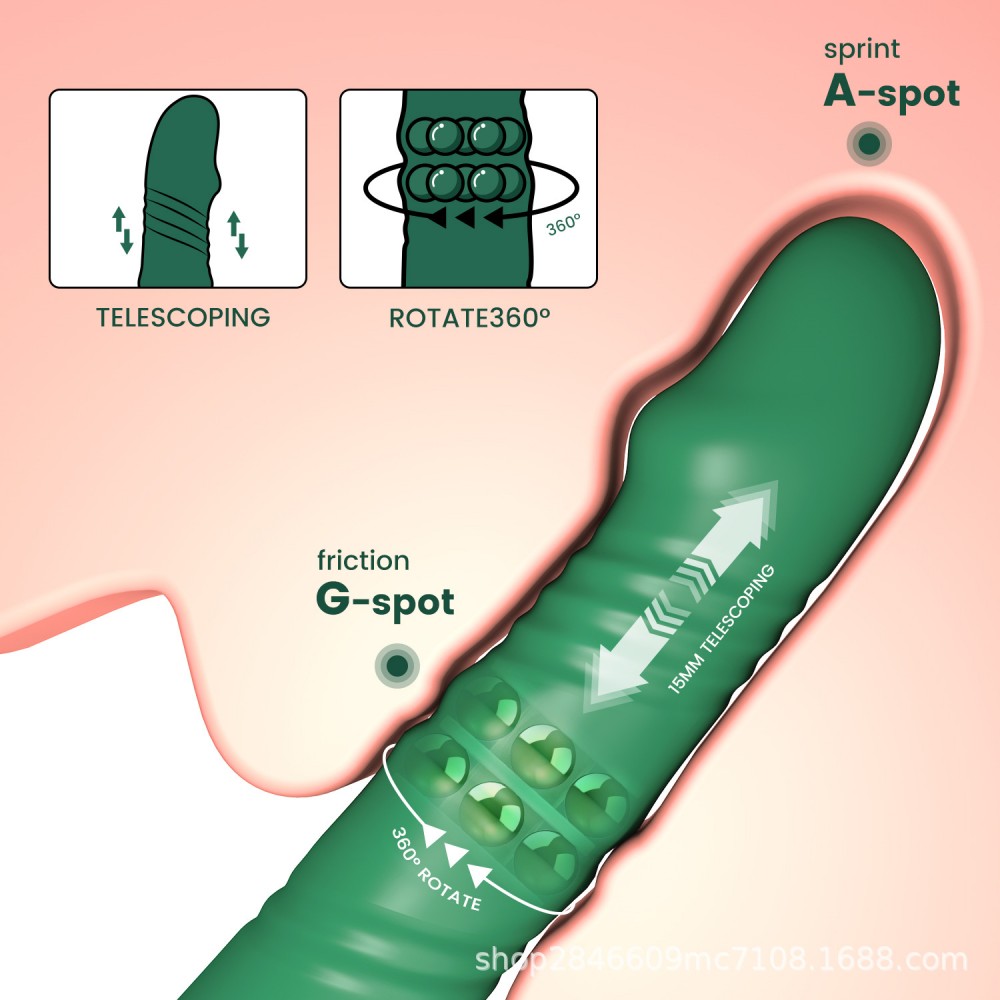 Silicone Telescoping & Rotating Vibrator (MY-204)