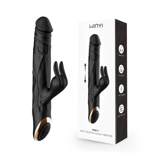 Big Black Telescopic Realistic Dildo Sex Toy Thrusting Rabbit Dildo Vibrator For Women