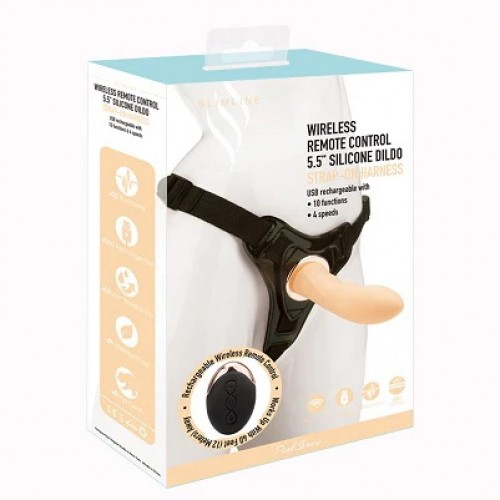 WIRELESS REMOTE CONTROL 5.5" SILICONE DILDO STRAP ON HARNESS