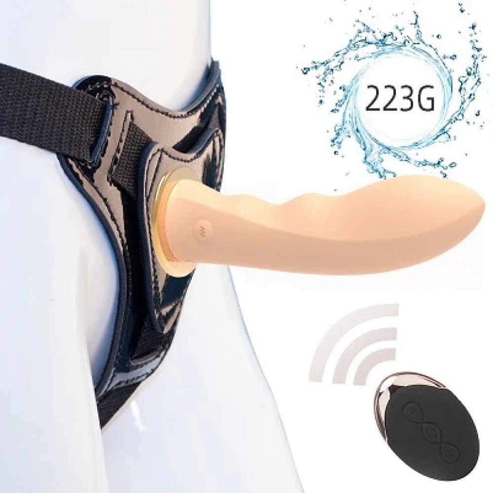 WIRELESS REMOTE CONTROL 5.5" SILICONE DILDO STRAP ON HARNESS